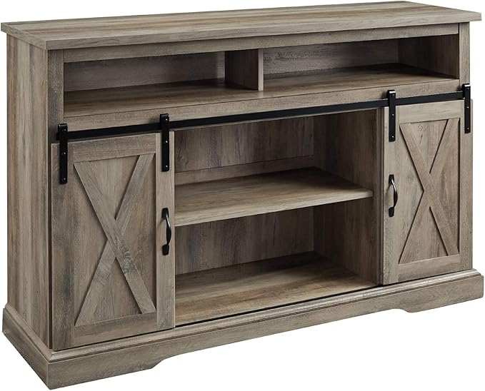 Clayton Farmhouse Sliding Double Barn Door TV Stand for TVs up to 58 Inches