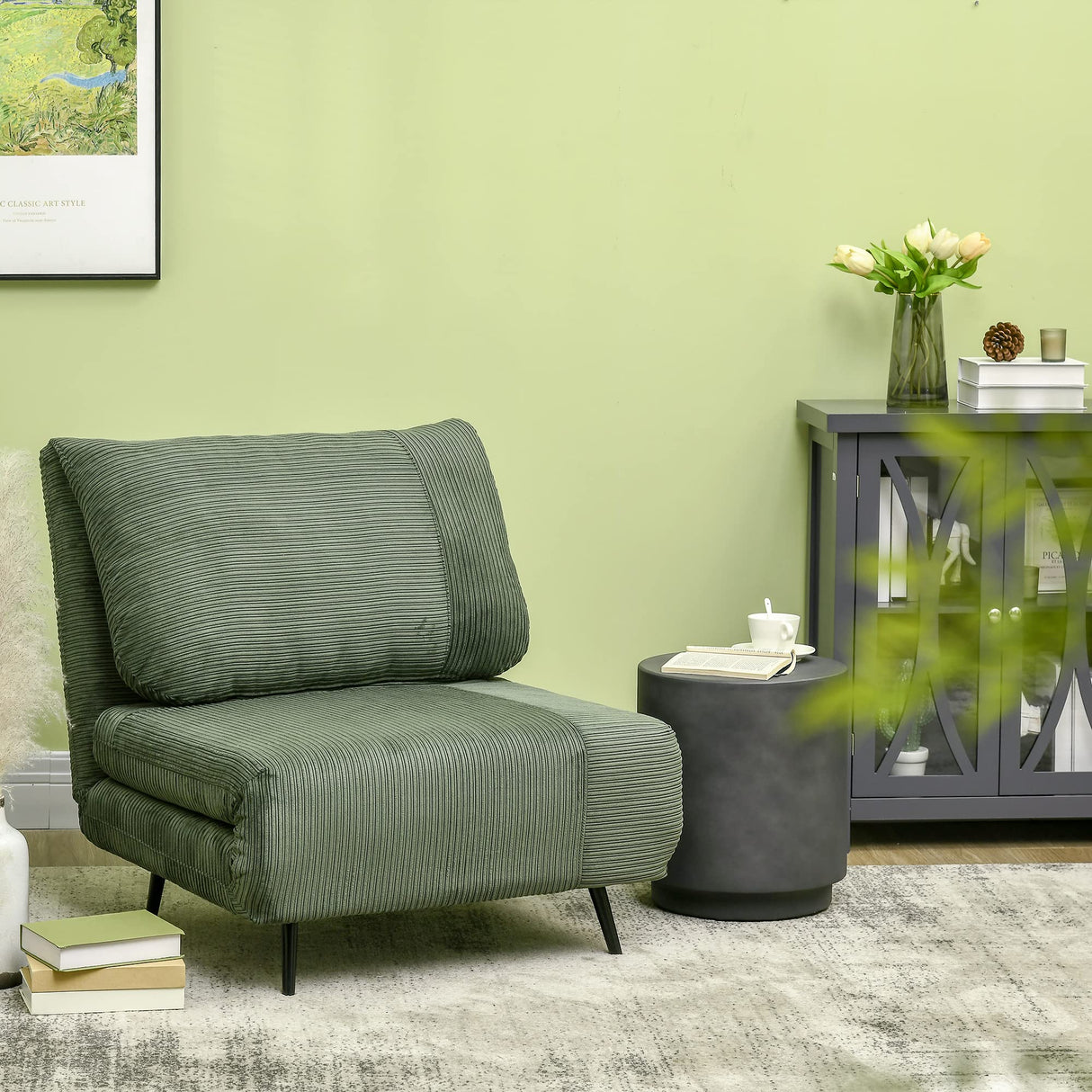 HOMCOM Round Side Table, Lightweight Accent Table with Concrete Finish, End Table with 4 Adjustable Feet for Indoor, Outdoor, Dark Gray - Bircata