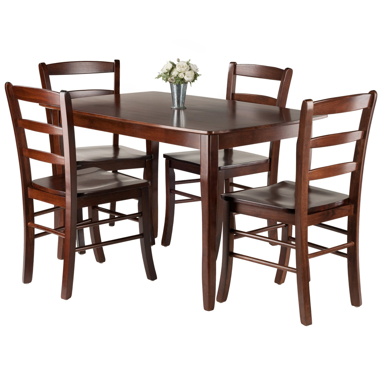 Inglewood 5-PC Set Table w/ 4 Ladderback Chairs Dining, Walnut