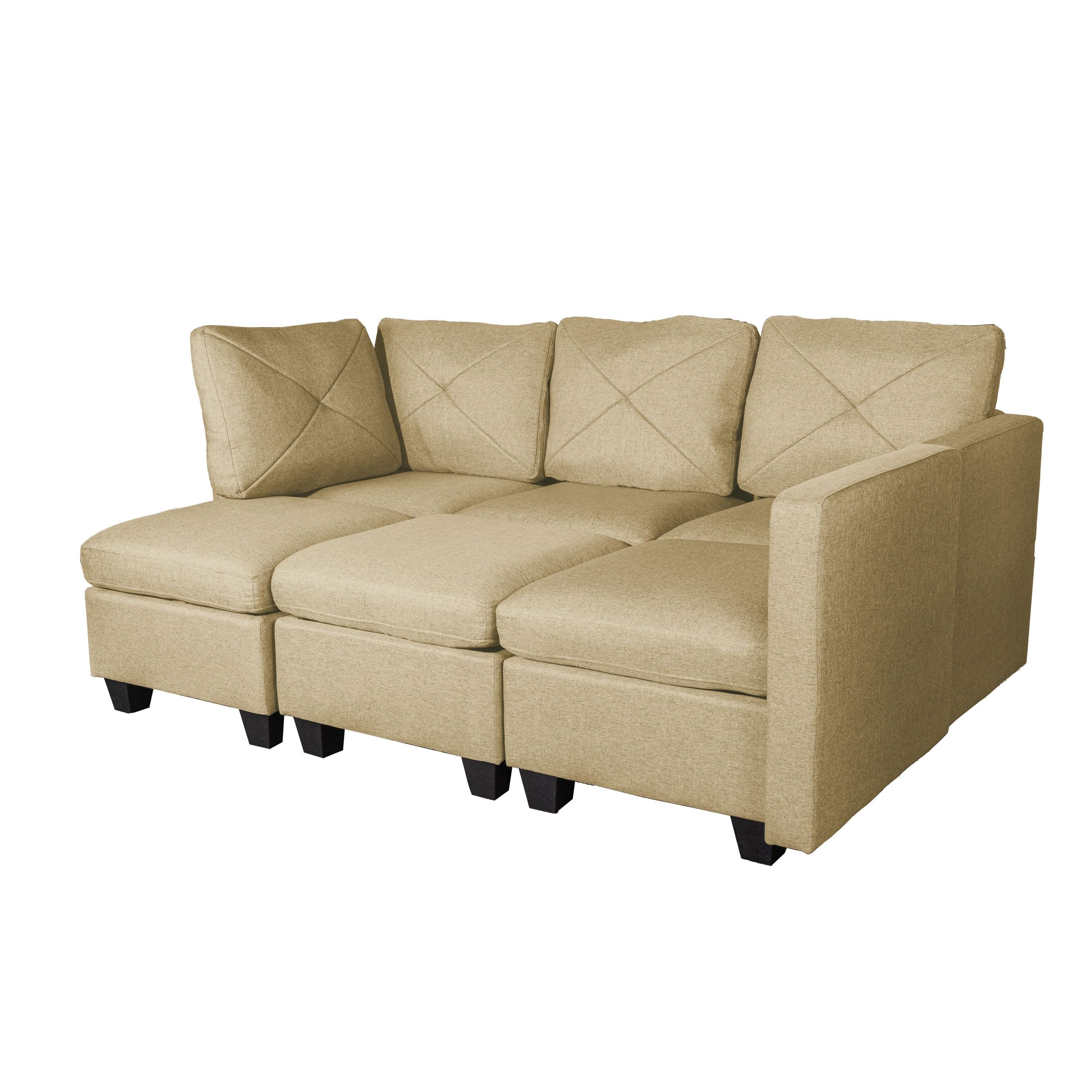 Modular Sectional Sofa, Linen Fabric Convertible U Shaped Couch