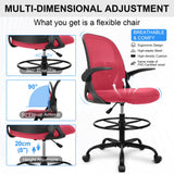 Ergonomic Drafting Chair with Lumbar Support and Adjustable Footrest