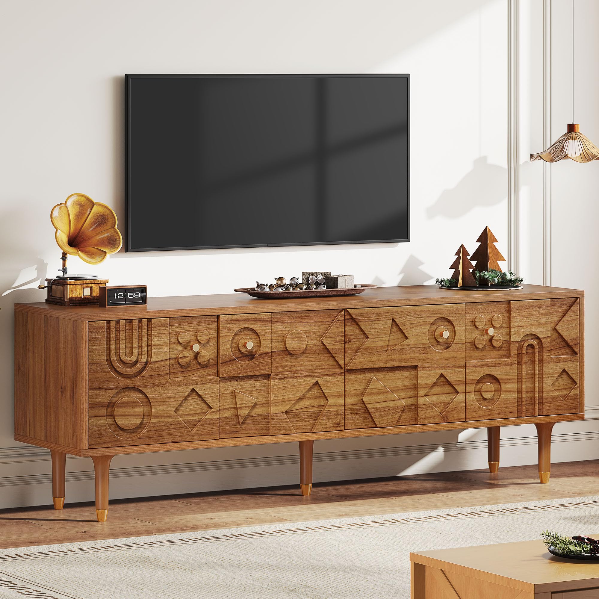 70-Inch Mid-Century TV Stand with Storage