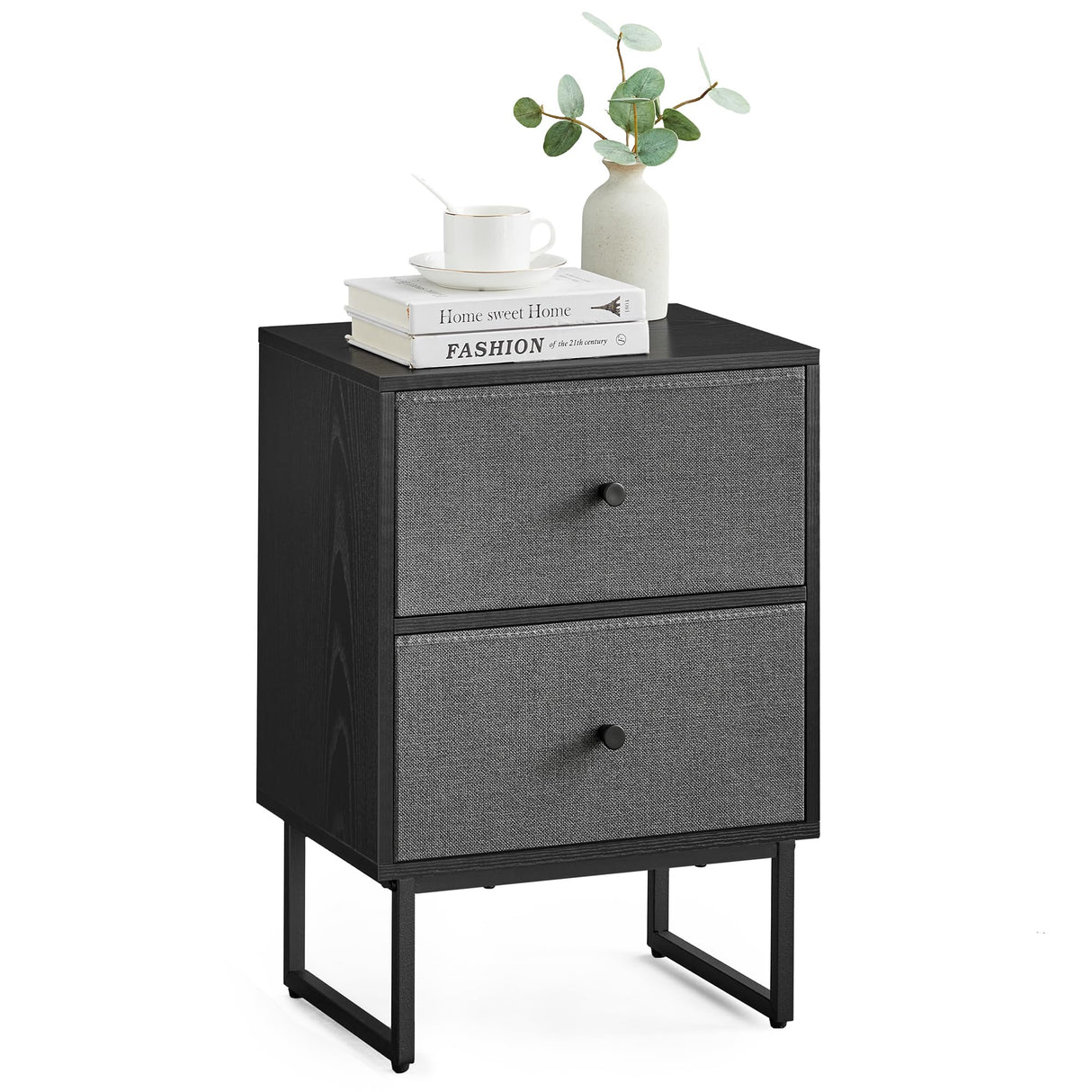 Nightstand, Bedside Table Small Dresser with Removable Fabric Drawers