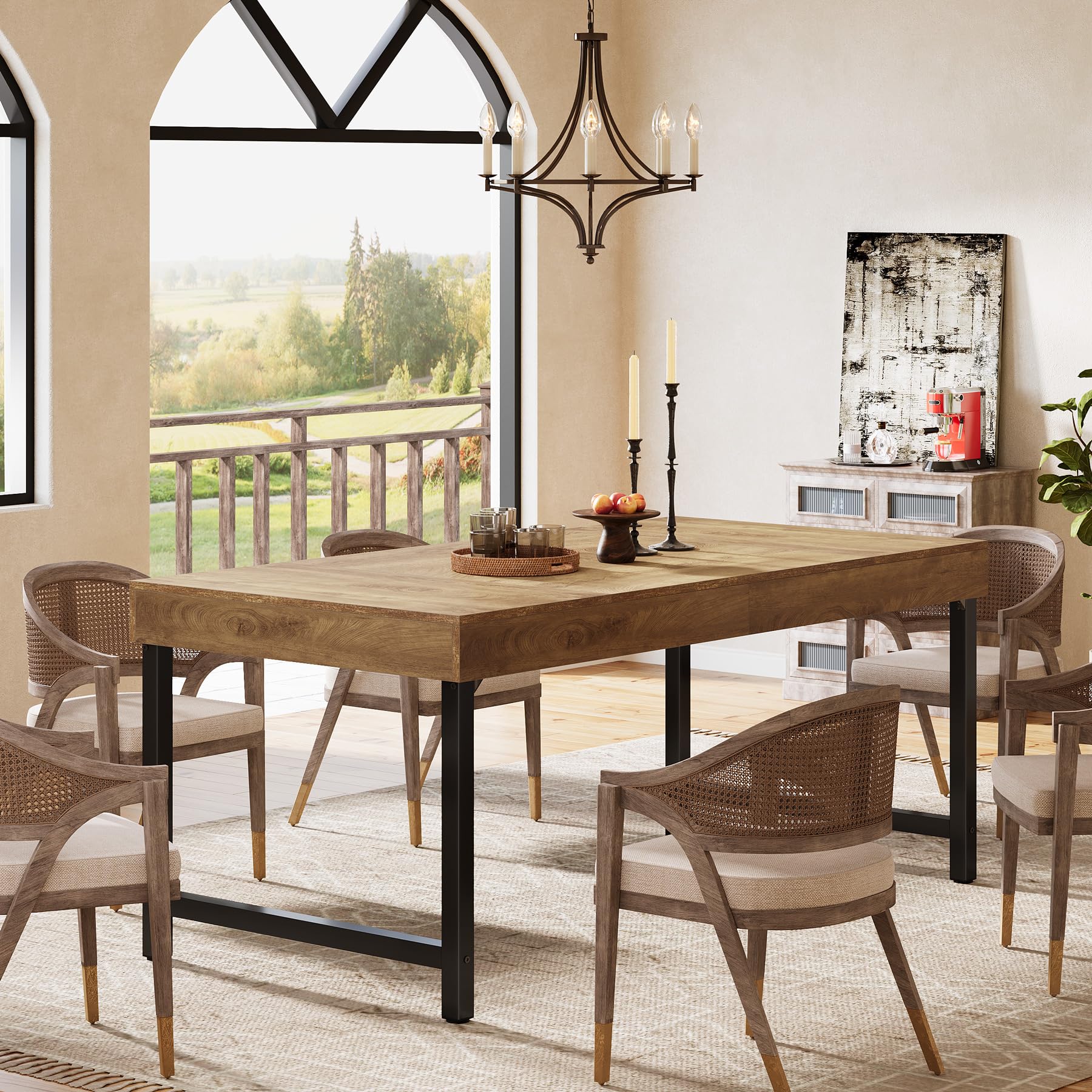 55-Inch Farmhouse Dining Table for 4-6 People
