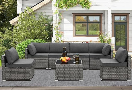 Outdoor Patio Furniture Set Sectional Couch Wicker Conversations Sets Rattan Sofa