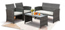 4 Pieces Outdoor Patio Furniture Sets Conversation Sets Rattan Chair Wicker Set