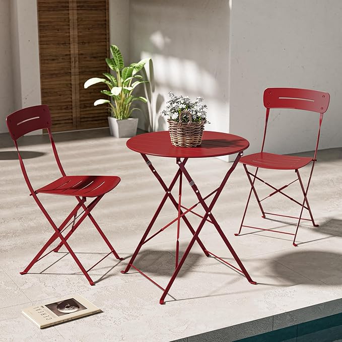 Premium Frame Patio Bistro Set, Colorful Folding Outdoor Patio Furniture Sets