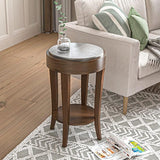 Rustic Nightstand, 2-Tier Farmhouse Bedside Table