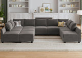 Modular Sectional Sleeper Sofa Couch with Ottoman Velvet Modular Sofa with Storage Seat onvertible Sleeper