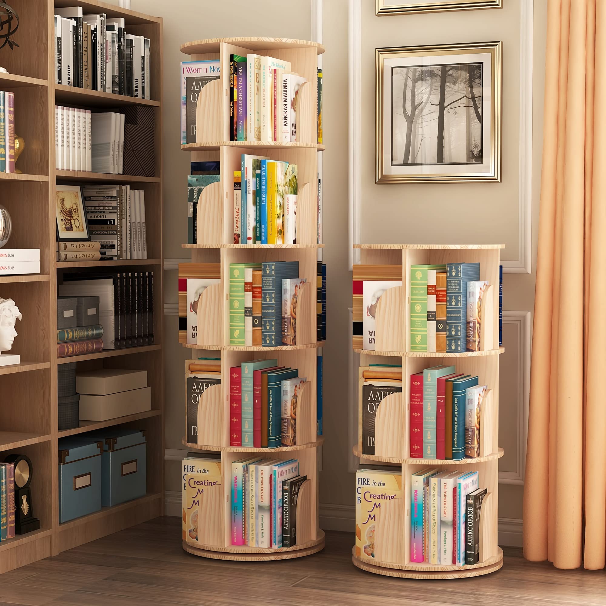 3 Tier 360° Rotating Stackable Shelves Bookshelf Organizer 360 Display Rotating Bookshelf