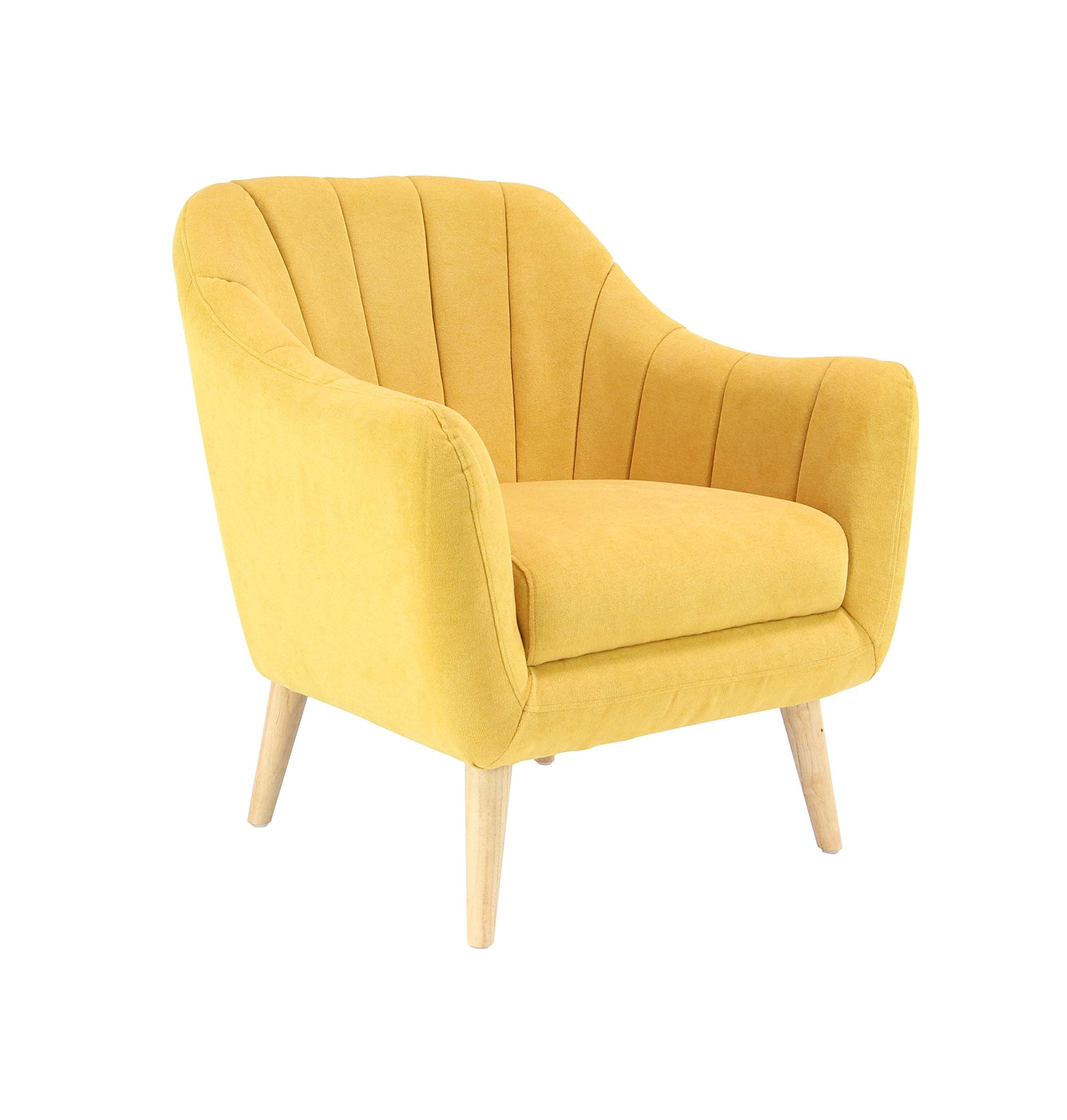 Armchair, Bright Yellow, Light Brown