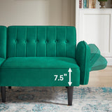 Loveseat Sofa Bed, Green Couch Bed Mid-Century Modern Sleeper Sofa,