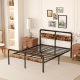 King Size Bed Frame with Wood Headboard and Footboard 14 Inch,