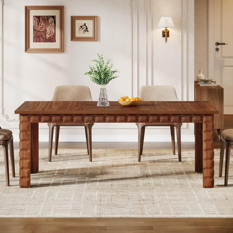 Dining Table for 6-8, 70.87-Inch Farmhouse Kitchen Table, Large Wood Dining Room