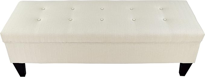 Furniture Designs Brooke Button Tufted Upholstered Long Bedroom Storage Bench, Sachi Series, 21"W x 13"H x 56"L, Silver Platnium