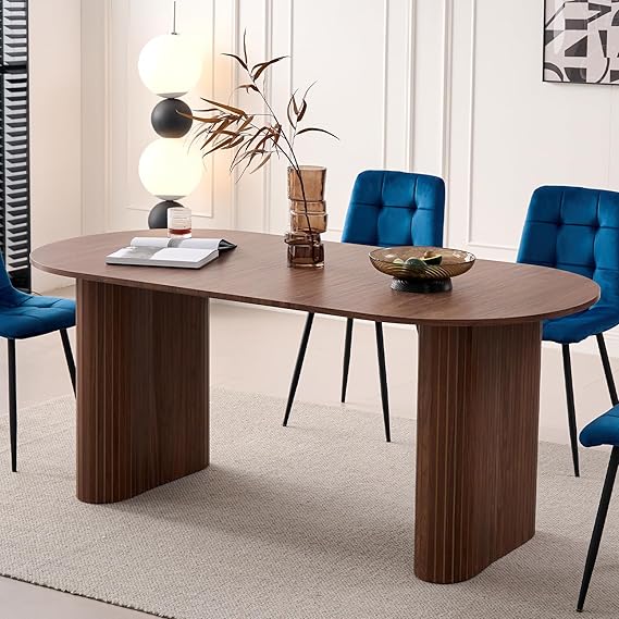 70.8" Oval Dining Table for 4-6 People - Modern Farmhouse Style