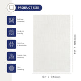 Cream Area Rug 6' x 9' - Textured Weave Design
