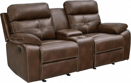 Damiano Glider Loveseat with Button Tuft Detailing and Cupholder Storage Console