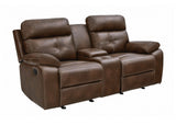 Damiano Glider Loveseat with Button Tuft Detailing and Cupholder Storage Console