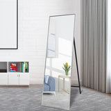 65 Inch Silver Full Length Mirror - Rectangular Standing Mirror with Aluminum Alloy Frame