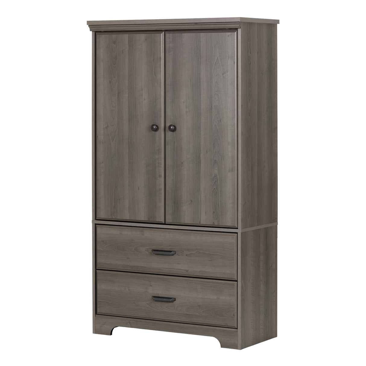 Versa 2-Door Armoire with Drawers, Gray Maple