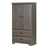 Versa 2-Door Armoire with Drawers, Gray Maple