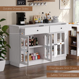 Buffet Cabinet with Storage, White Sideboard Buffet Cabinet Featuring LED Light