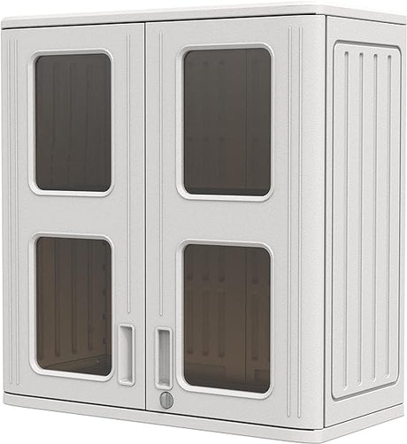 Outdoor Storage Cabinet Waterproof with Shelf, Lockable Outdoor Box