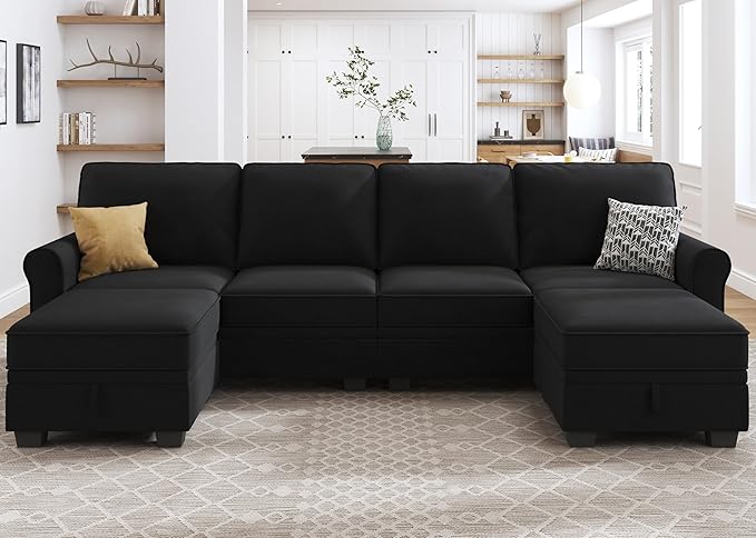 Sectional Sofa with Storage Seat U Shaped Sectional Couch with Reversible Chaise