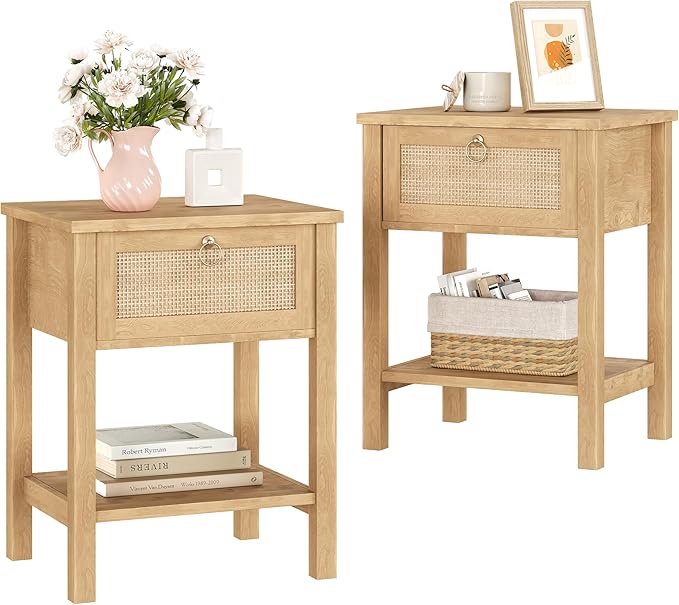 Rattan Boho Nightstand
