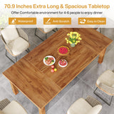 70.87" Wood Dining Table for 6-8 People, Modern Large Rectangle Kitchen Table,