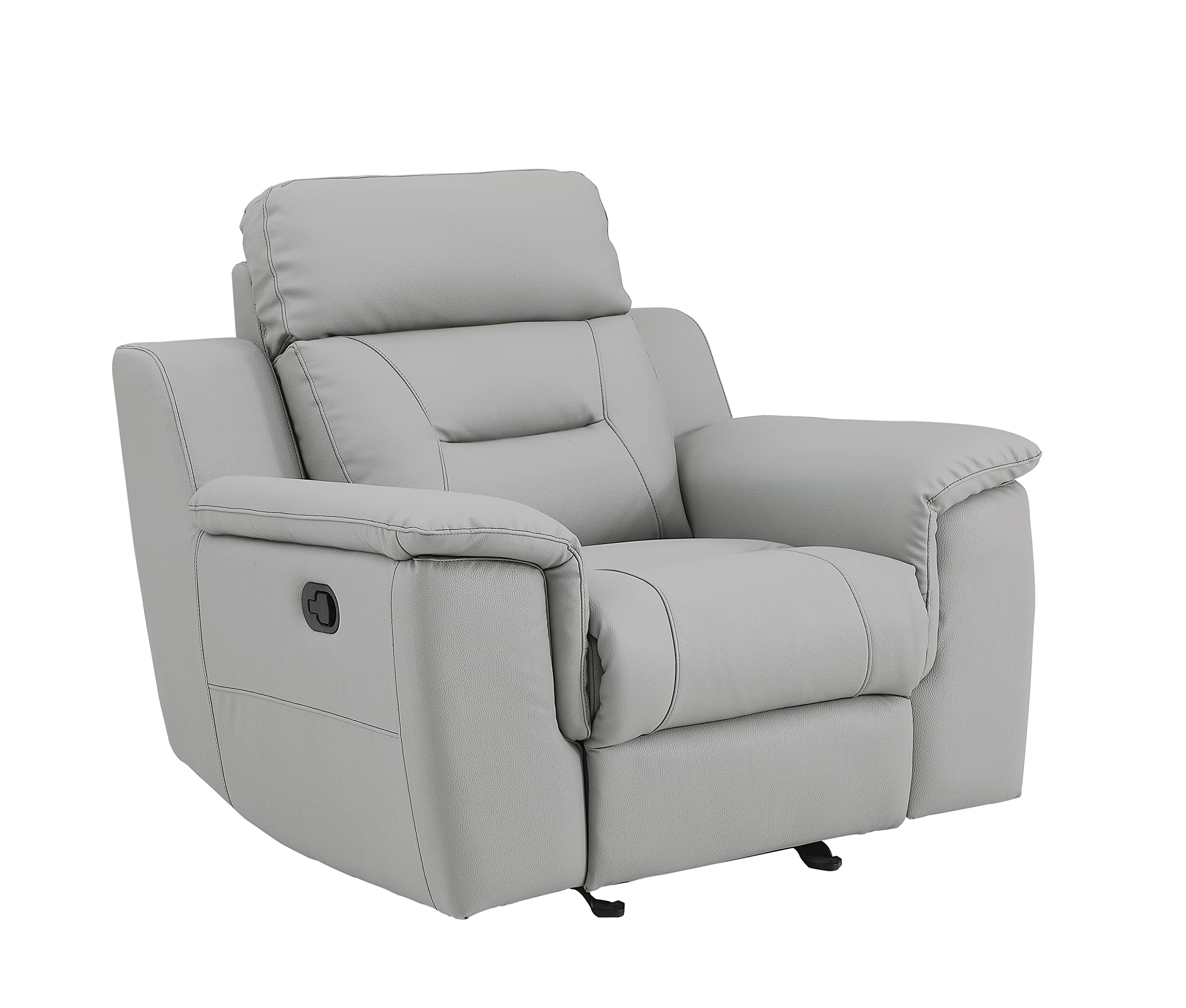 Blackjack Furniture Walker Leather Match Upholstered Reclining Living Room, Accent Chair, Gray