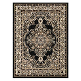 Oriental 5x7 Traditional Medallion Indoor Area Rug Siesta (Black Beige, 5'3" x 7')