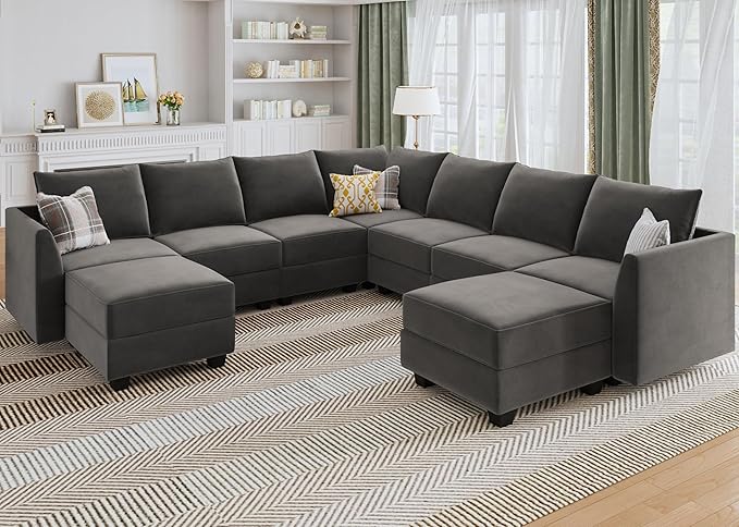 Sectional Sofa Velvet U Shaped Couch with Storage Oversized Modular Sectional Sofa