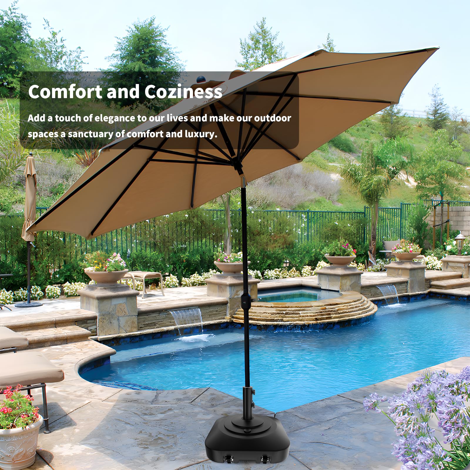 Patio Umbrella Base Heavy Duty with Wheels, Fillable Umbrella Stand