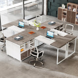 L-Shaped Desk with Drawers, 63" Office Desk with File Cabinet