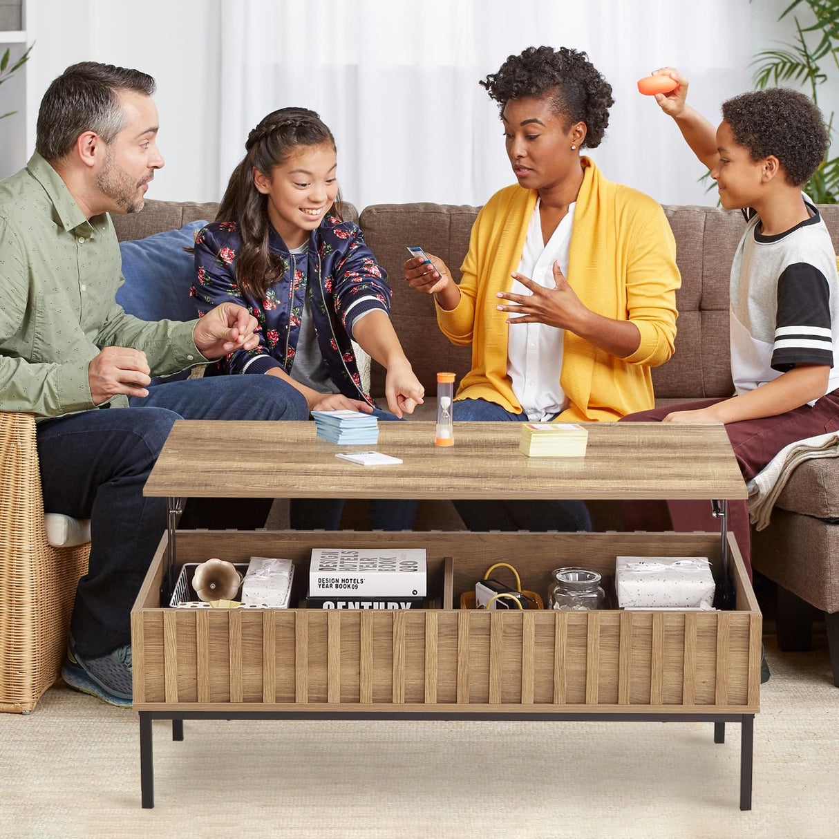 Wooden Coffee Table, Lift Top Coffee Table with Storage Shelf and Hidden Compartment