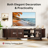 70" Mid-Century Modern TV Stand with Sliding Doors