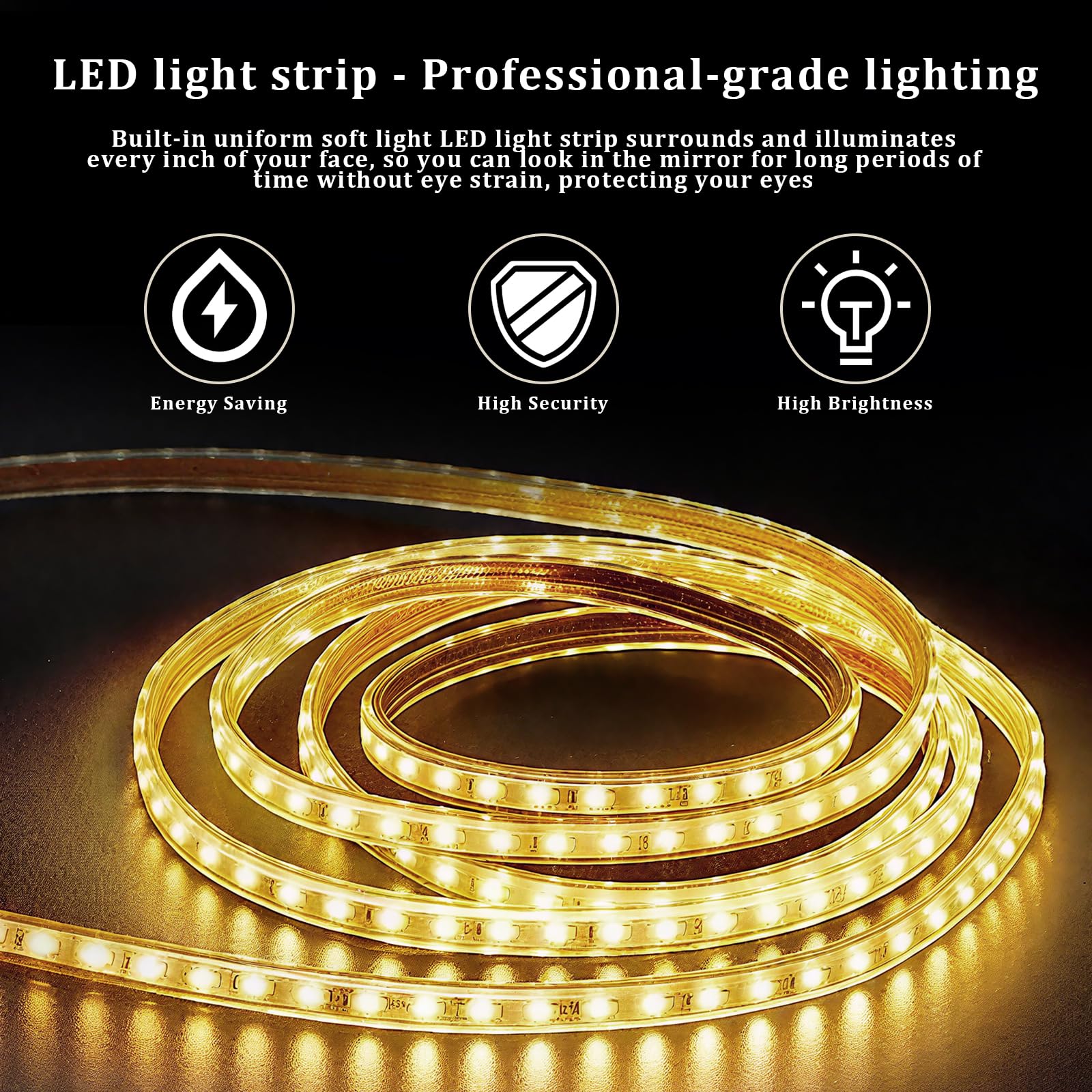 LED Bathroom Mirror 36x24 with Anti-Fog & Dimmable Lighting