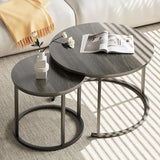 Nesting Coffee Table Round Side Table Set of 2 End Tables for Living Room Bedroom