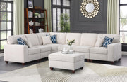 Convertible Sectional Couch with Movable Ottoman and 6 Throw Pillows