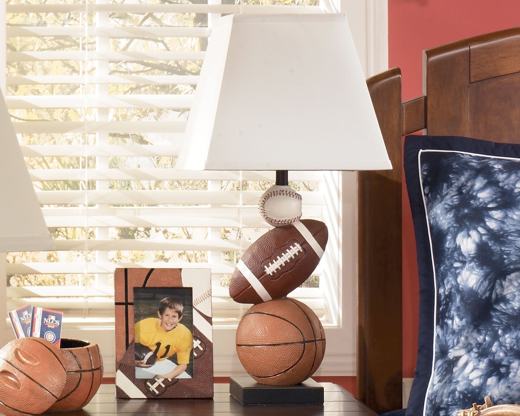 Youth Athletic Table Lamp - Baseball & Football Design 24"