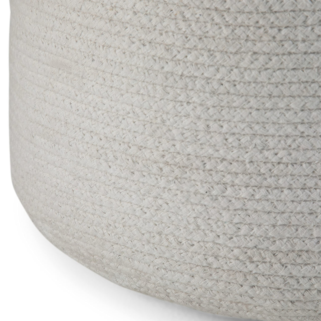 Serena Round Pouf, Footstool, Upholstered in Natural Cotton with Hand Braided Jute