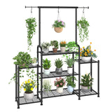 Simple Trending Plant Stand Indoor Outdoor, Metal 3 Tier Tall Hanging Plant Shelf for Multiple Flower Planter Large Heavy Duty Ladder Plant Holder for Garden, Black