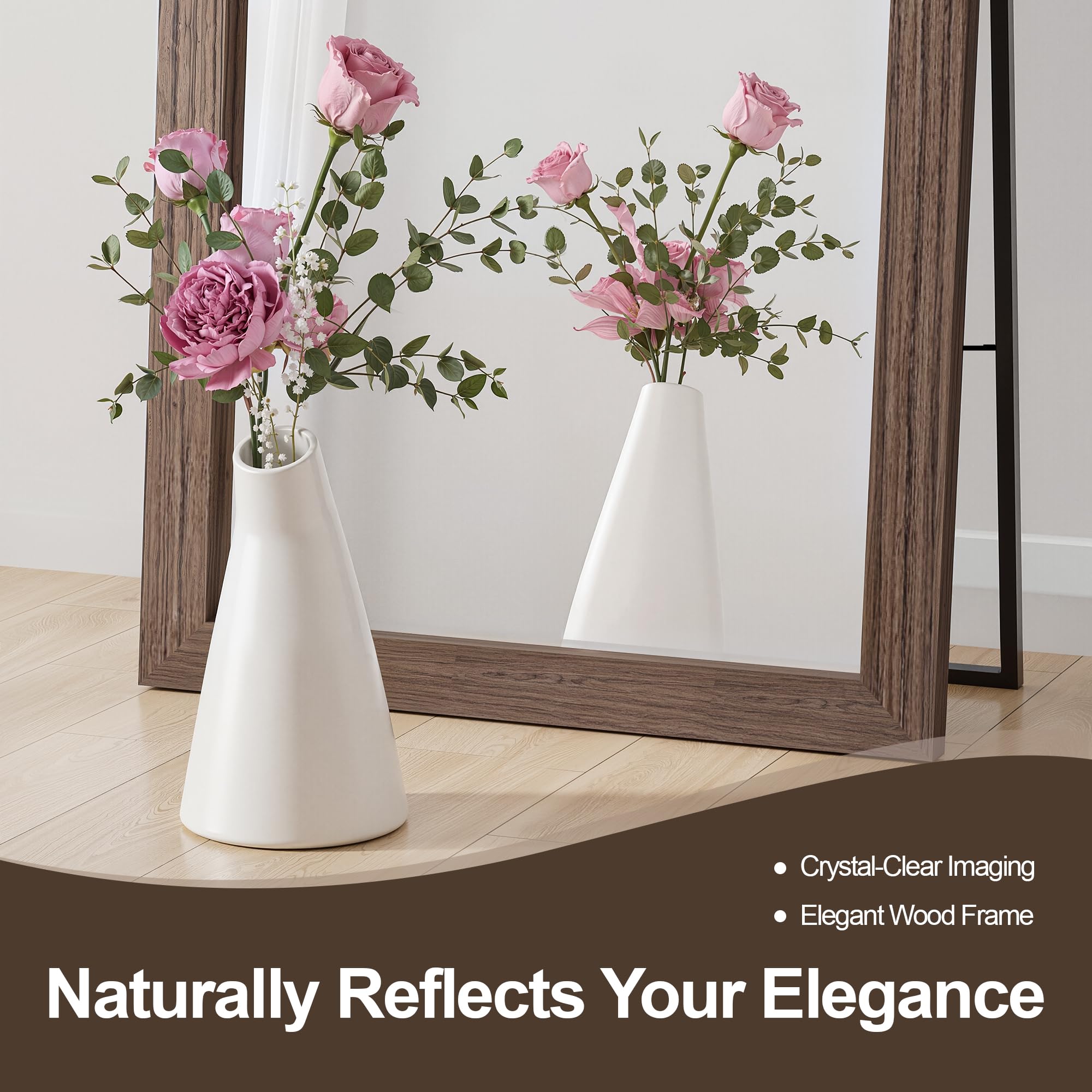 Full Length Wooden Mirror 56x20 - Rustic Farmhouse Wall or Floor Mirror