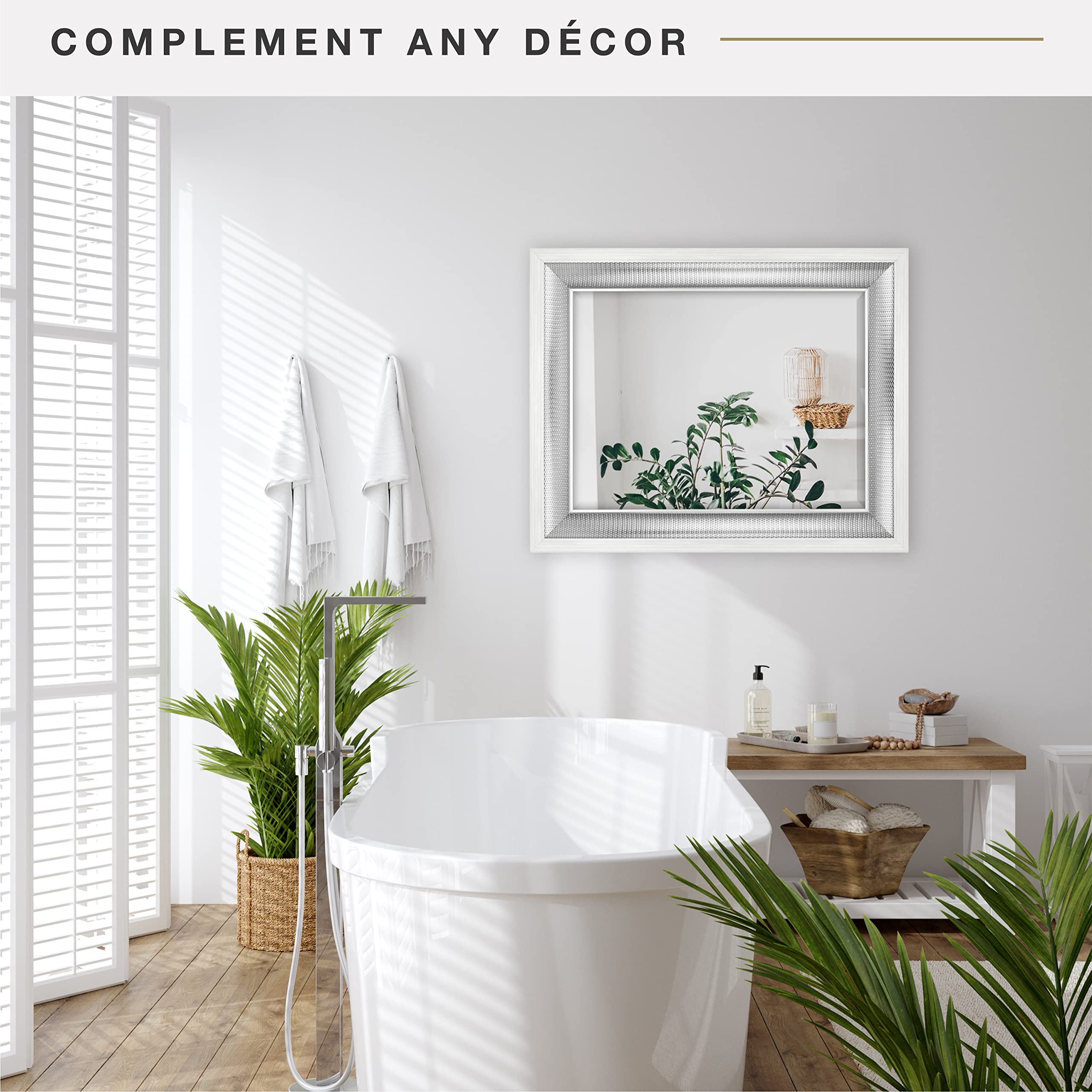 large Wall Mirror, Modern Rectangle Mirror Home Decor for Living Room, Bedroom,