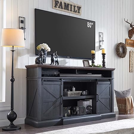 TV Stand for 80 Inch TVs, 39" Tall Entertainment Center w/Storage Cabinets