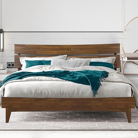 Bed Frame with Headboard Solid Wood Platform Bed