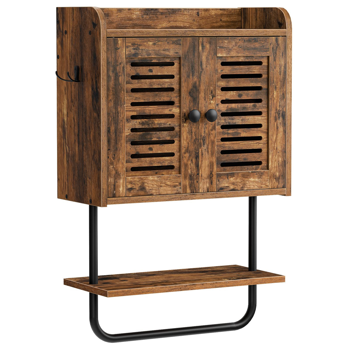 Medicine Cabinet, Double Doors Bathroom Wall Cabinet with Towel Bar