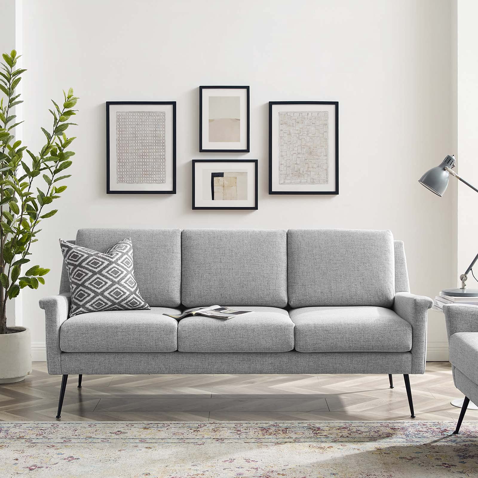 Chesapeake Upholstered Fabric, Sofa, Black Light Gray